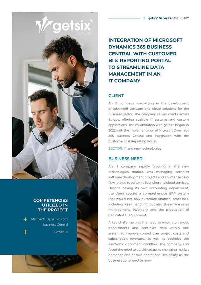 Integration of Microsoft Dynamics 365 Business Central with Customer BI & Reporting Portal to streamline data management in an IT company